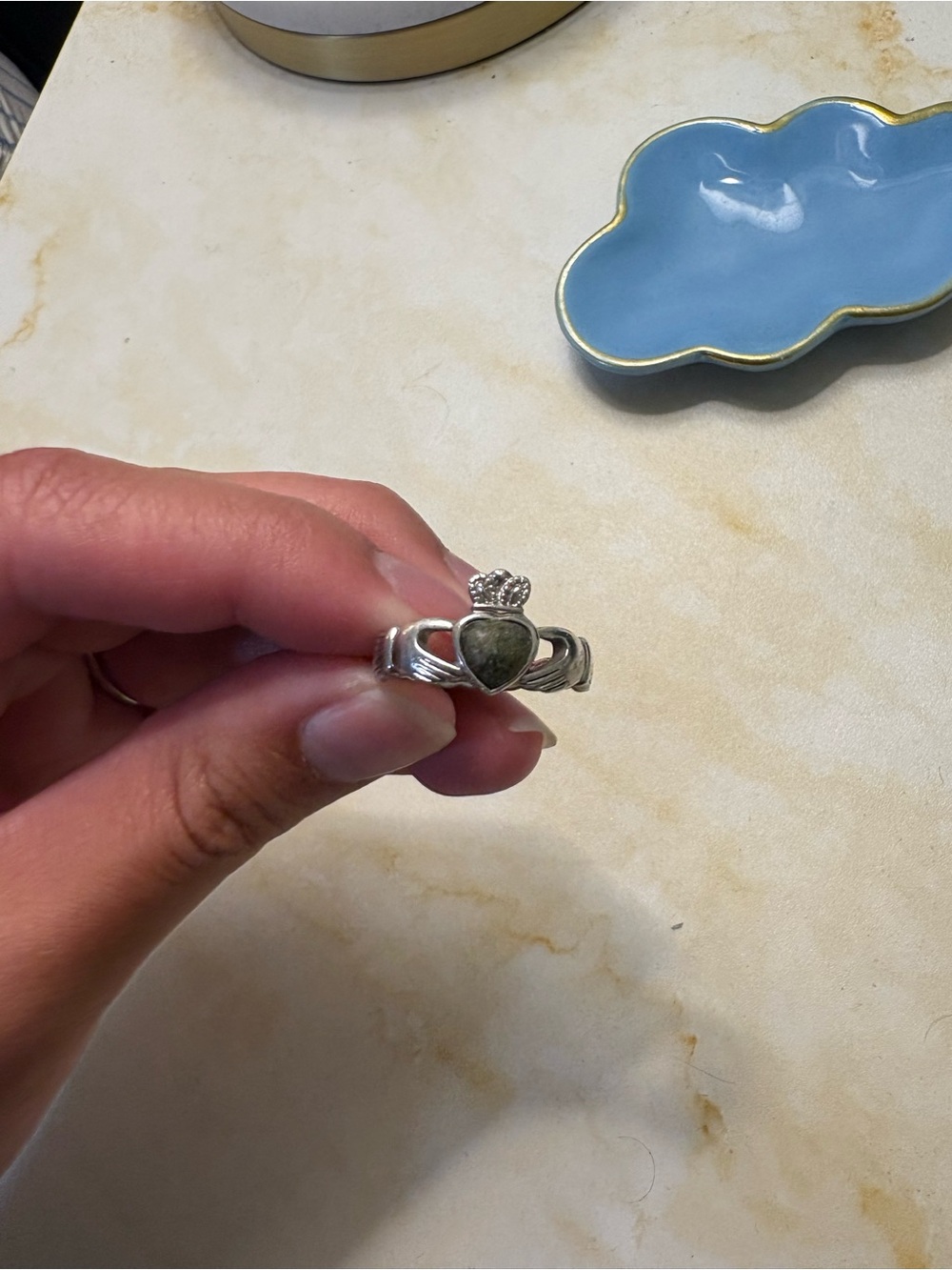 Solvar Connemara Marble Claddagh Weave Ring - Picture 5 of 5